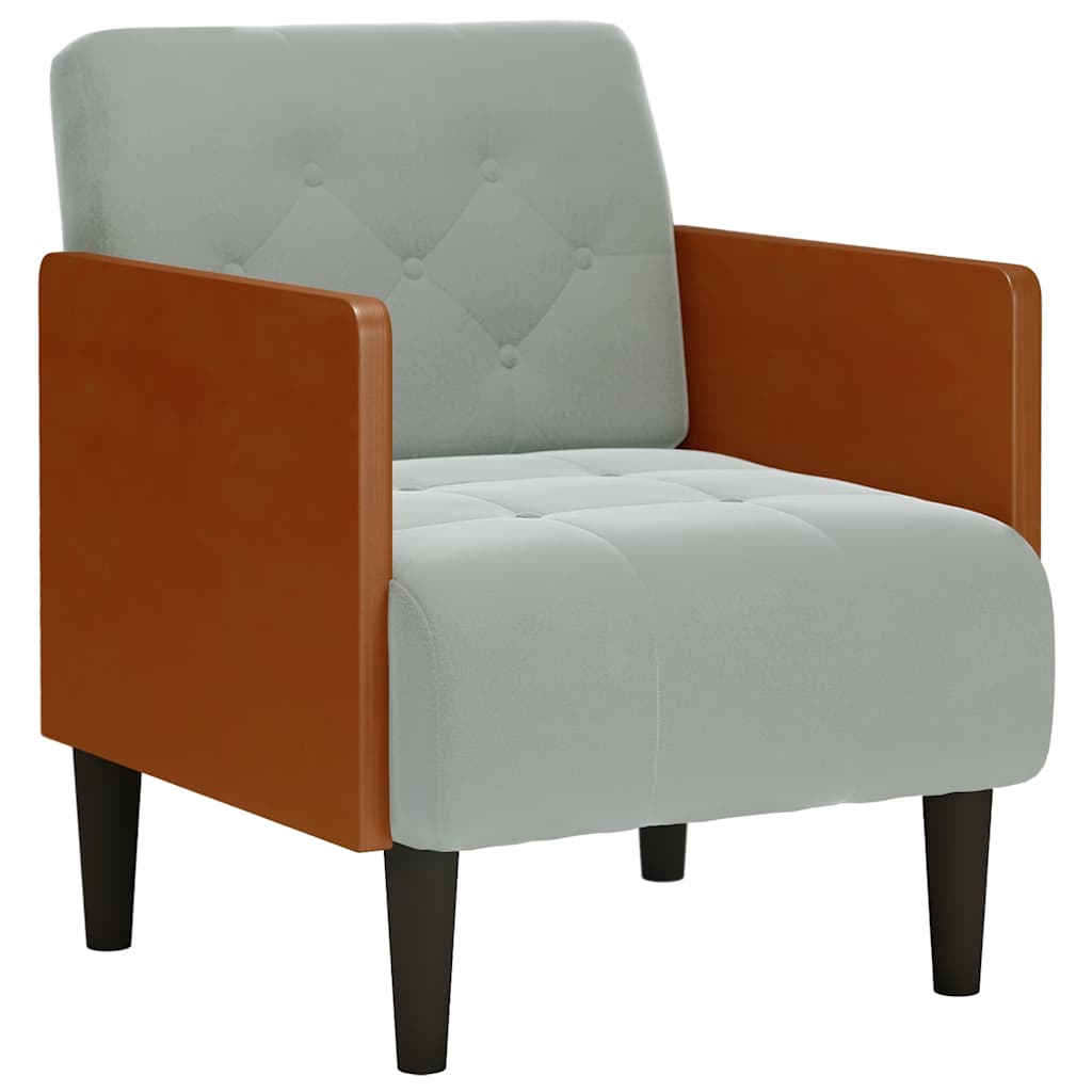 Canapea scaun cu cotiere, gri deschis, 55 cm, catifea GartenMobel Dekor