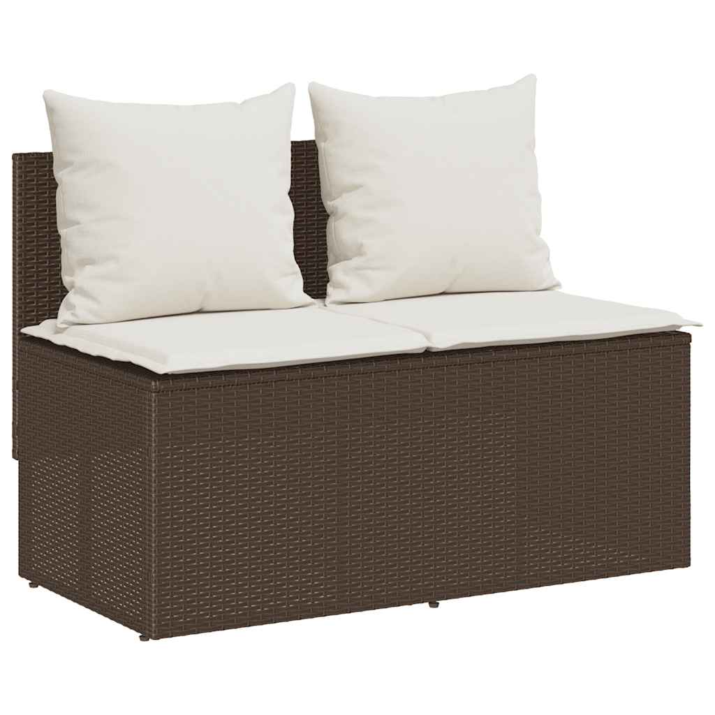 Set mobilier de grădină cu perne, 3 piese, maro, poliratan GartenMobel Dekor