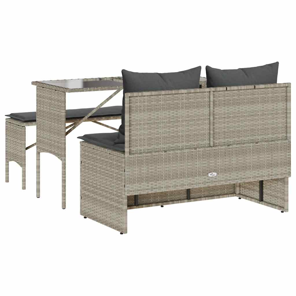Set mobilier de grădină cu perne, 3 piese,gri deschis,poliratan GartenMobel Dekor