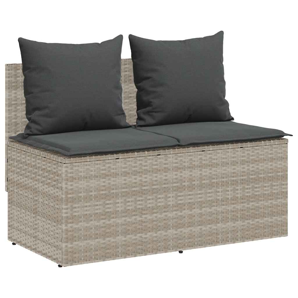 Set mobilier de grădină cu perne, 3 piese,gri deschis,poliratan GartenMobel Dekor