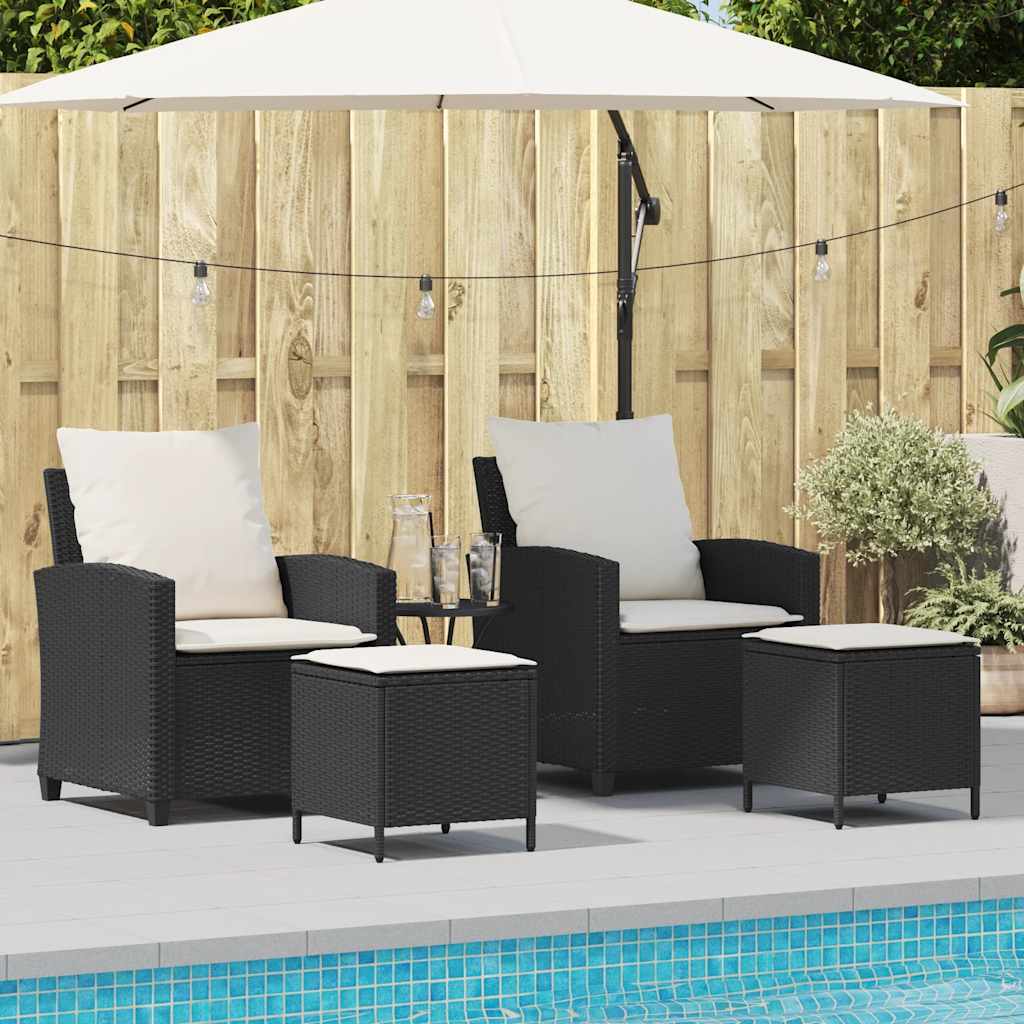 Set mobilier de grădină cu perne, 4 piese, negru, poliratan GartenMobel Dekor