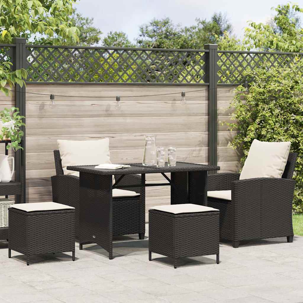 Set mobilier de grădină cu perne, 4 piese, negru, poliratan GartenMobel Dekor