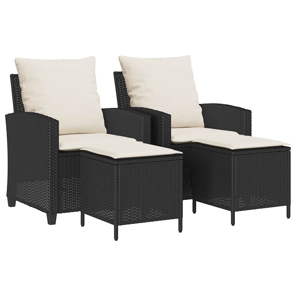 Set mobilier de grădină cu perne, 4 piese, negru, poliratan GartenMobel Dekor