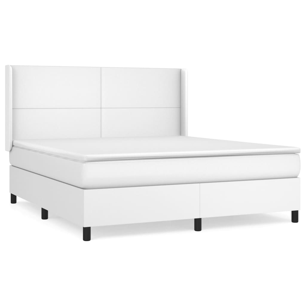 Pat box spring cu saltea, alb, 160x200 cm, piele ecologică GartenMobel Dekor