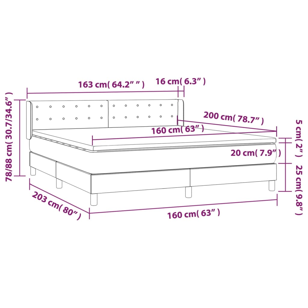Pat box spring cu saltea, alb, 160x200 cm, piele ecologică GartenMobel Dekor