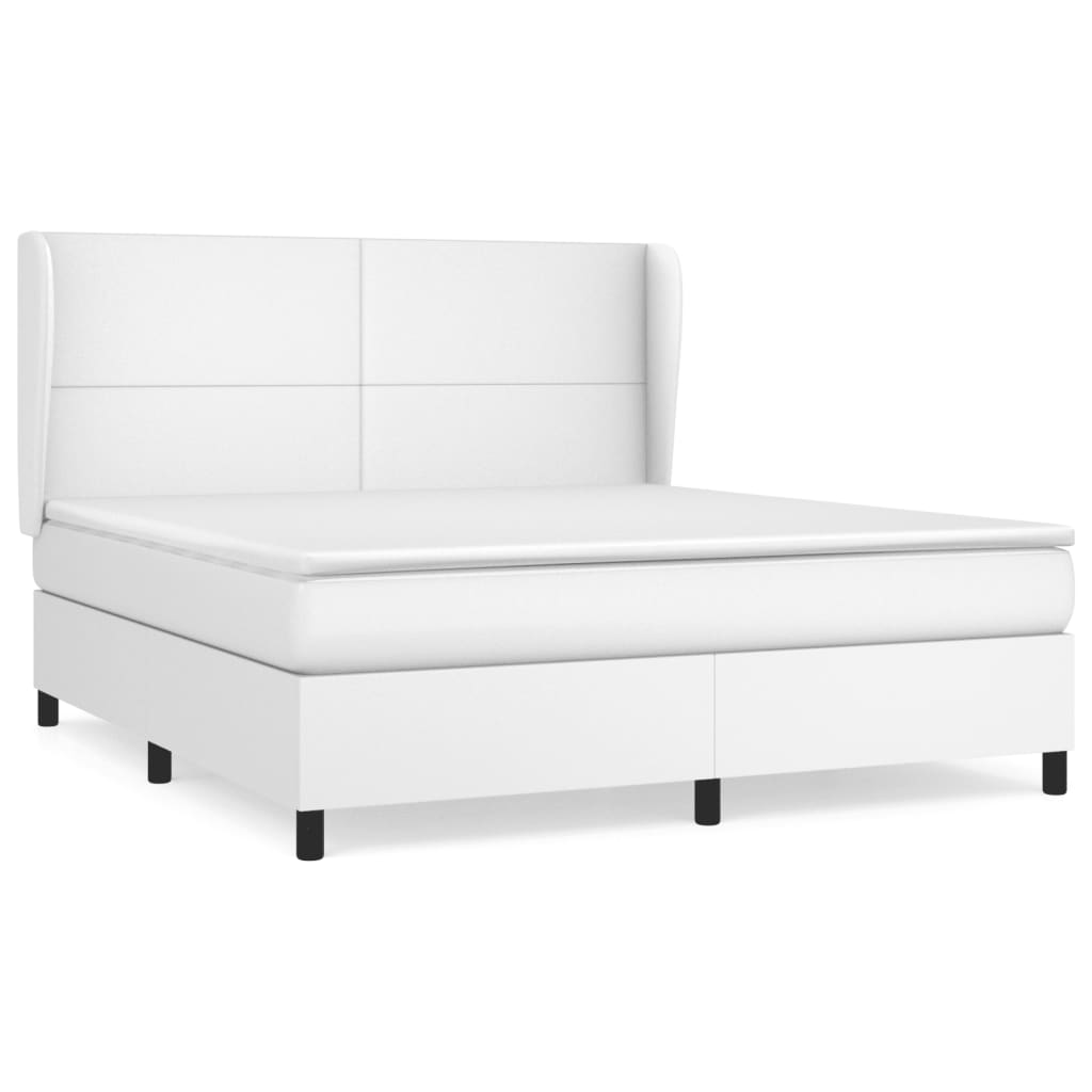 Pat box spring cu saltea, alb, 160x200 cm, piele ecologică GartenMobel Dekor