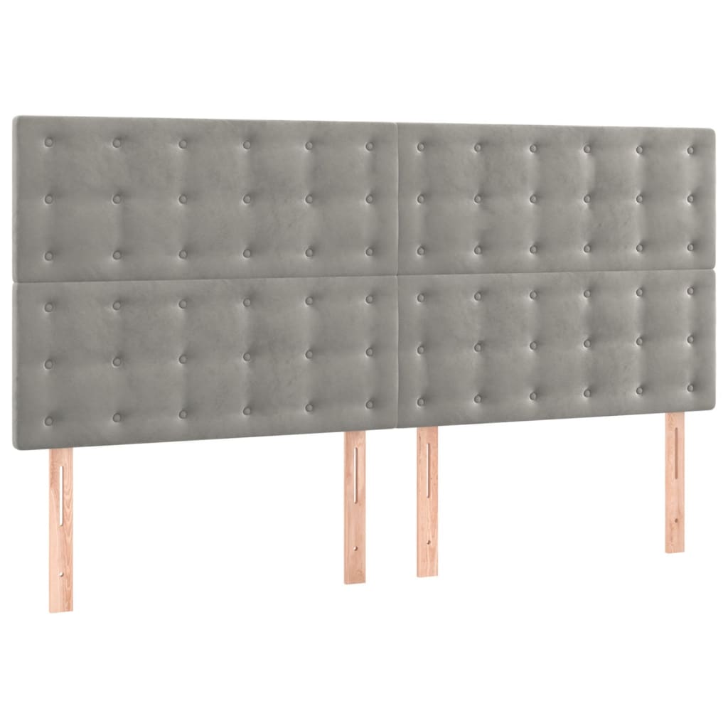 Pat box spring cu saltea, gri deschis, 160x200 cm, catifea GartenMobel Dekor
