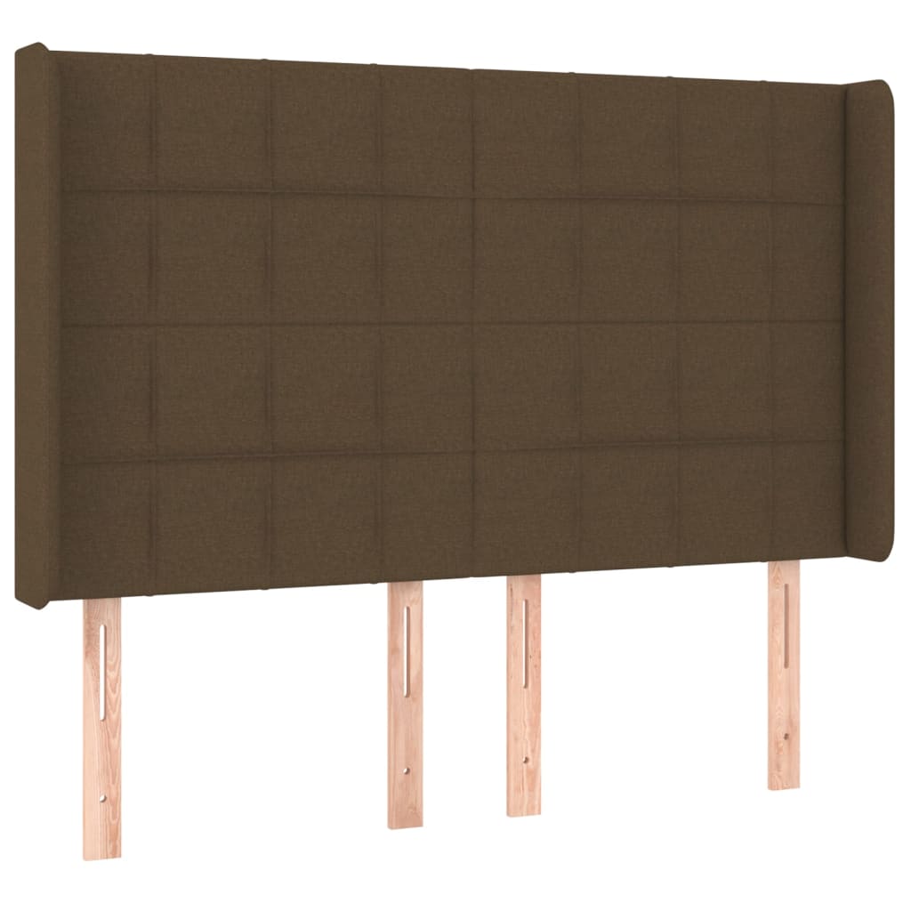 Pat cu arcuri, saltea și LED, maro închis, 140x200 cm, textil GartenMobel Dekor