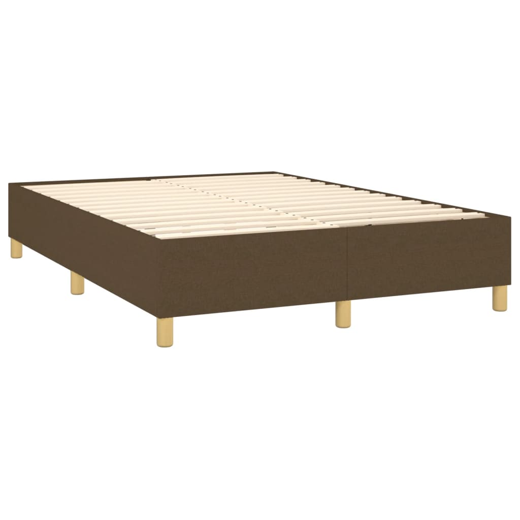 Pat cu arcuri, saltea și LED, maro închis, 140x200 cm, textil GartenMobel Dekor