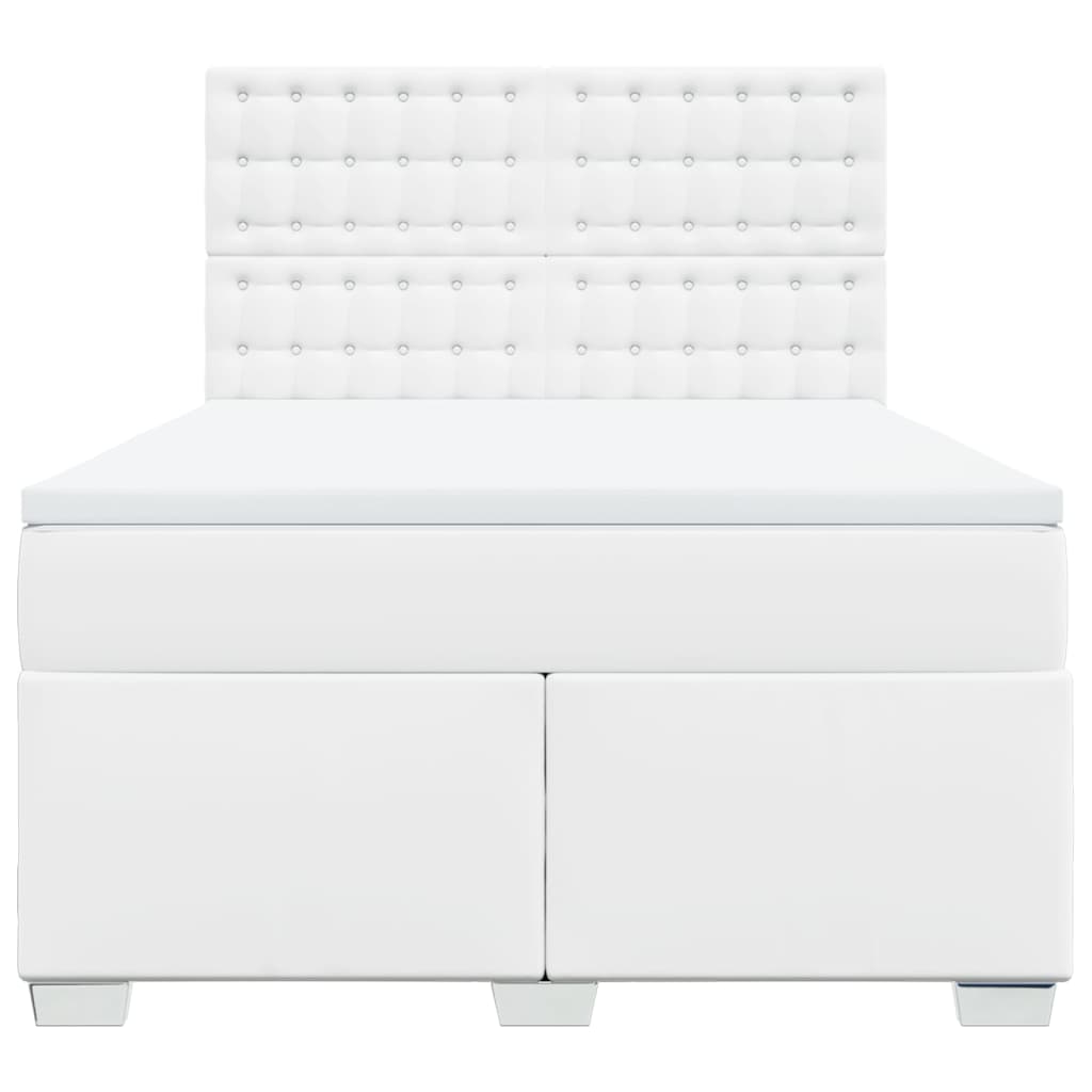 Pat box spring cu saltea, alb, 160x200 cm, piele ecologică GartenMobel Dekor