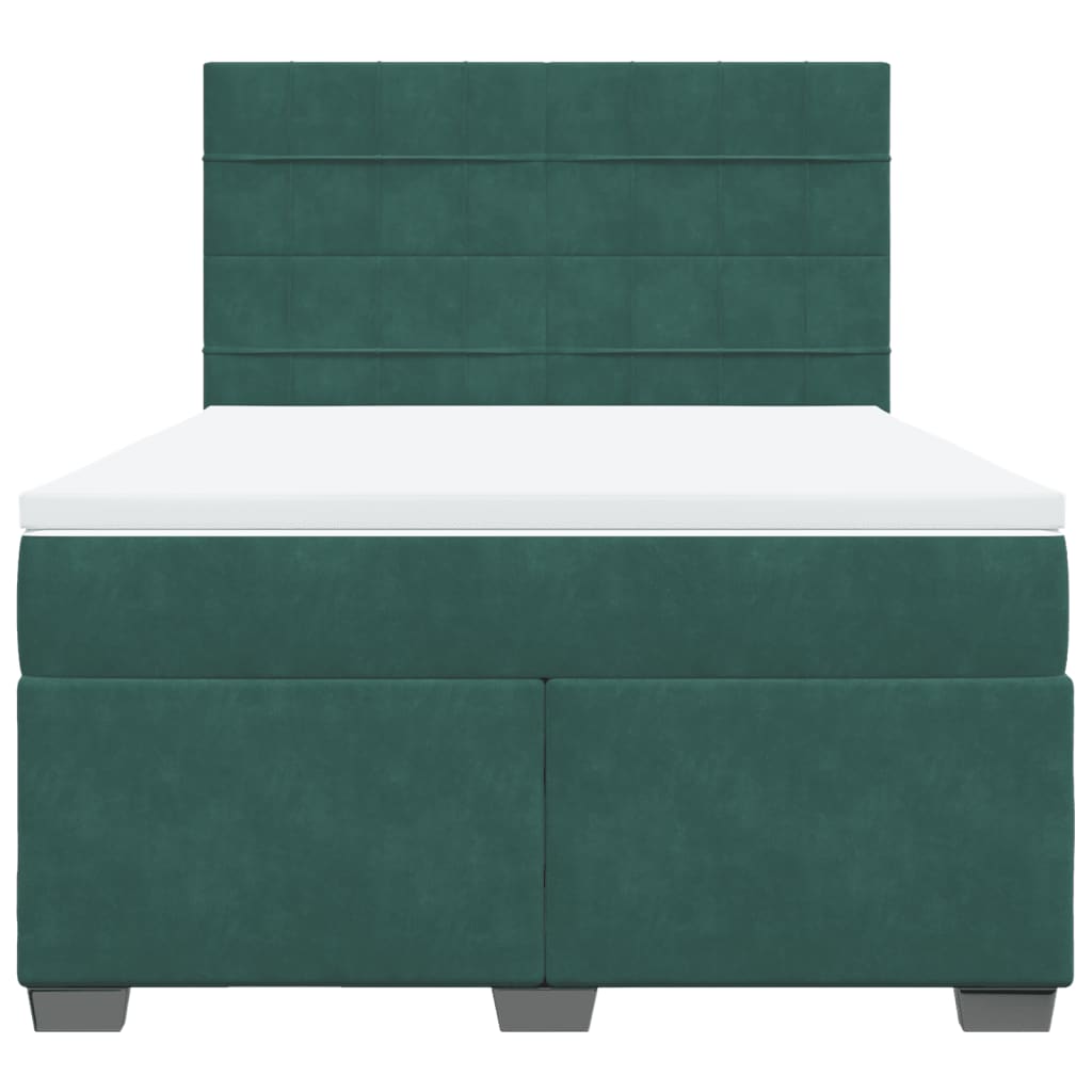 Pat box spring cu saltea, verde închis, 140x190 cm, catifea GartenMobel Dekor