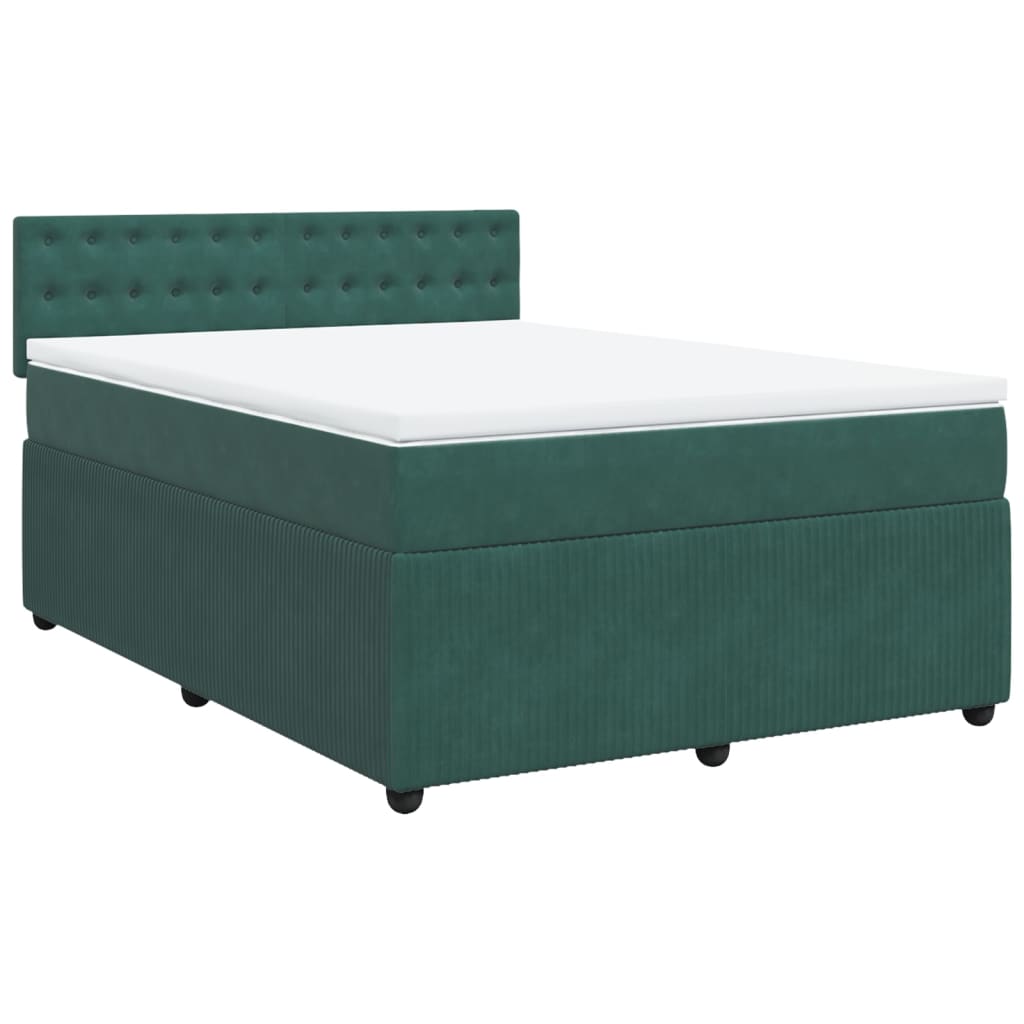 Pat box spring cu saltea, verde închis, 160x200 cm, catifea GartenMobel Dekor