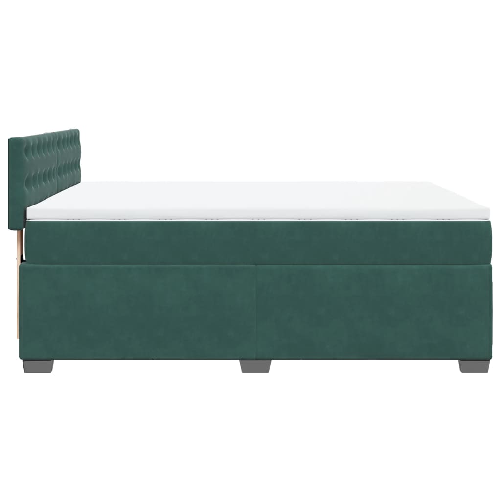 Pat box spring cu saltea, verde închis, 160x200 cm, catifea GartenMobel Dekor