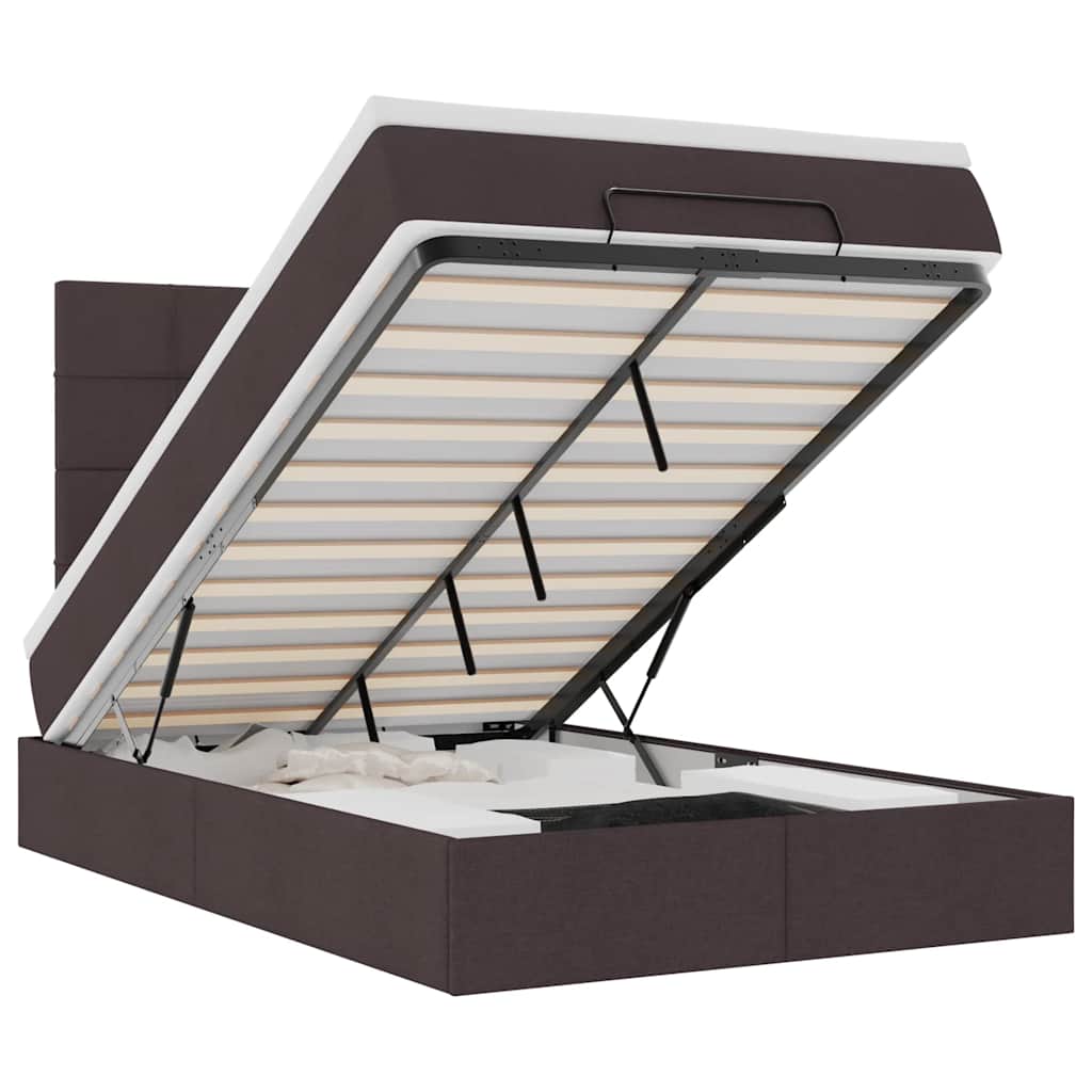 Cadru de pat otoman cu saltea țesătură maro închis 120x200 cm GartenMobel Dekor