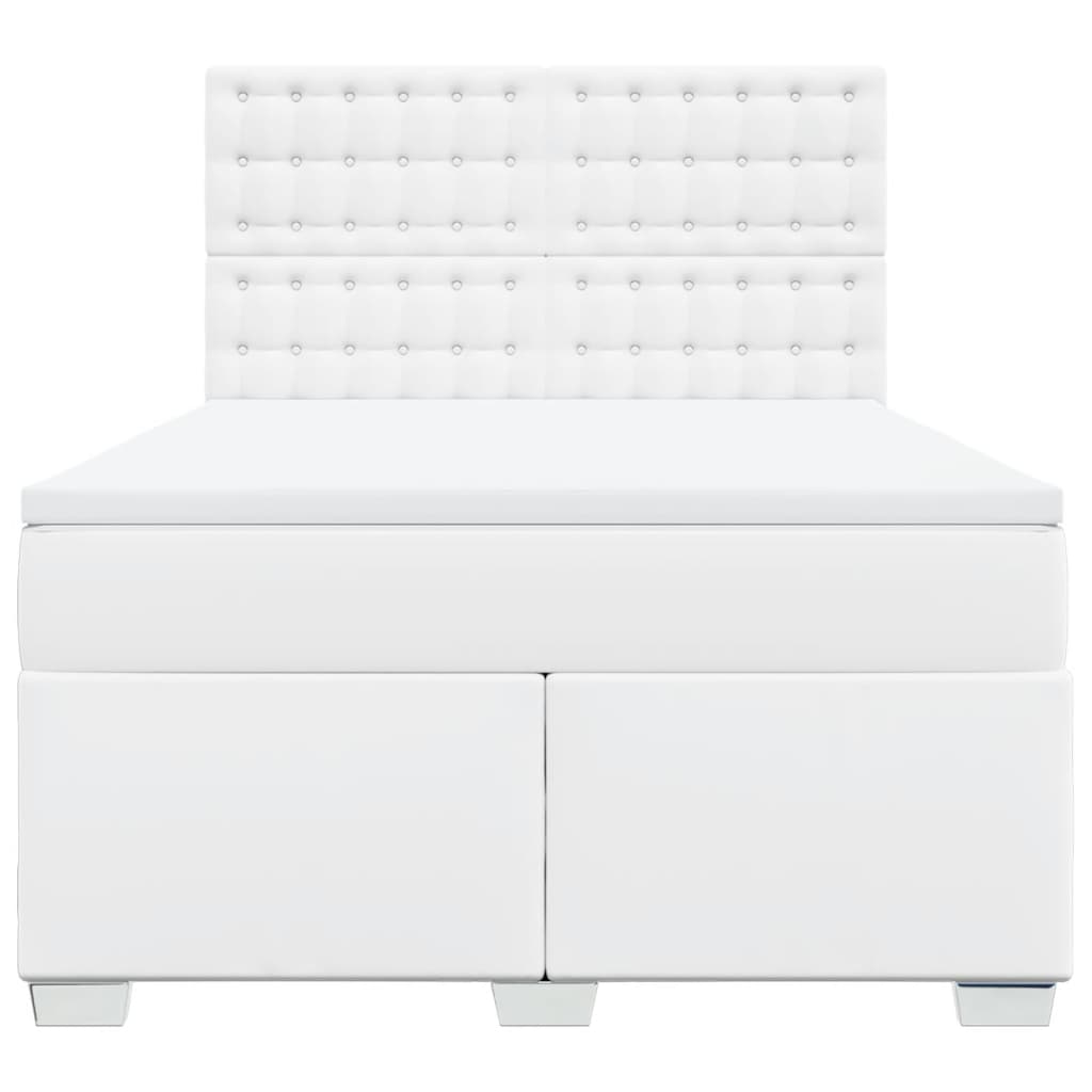 Pat box spring cu saltea, alb, 160x200 cm, piele ecologică GartenMobel Dekor
