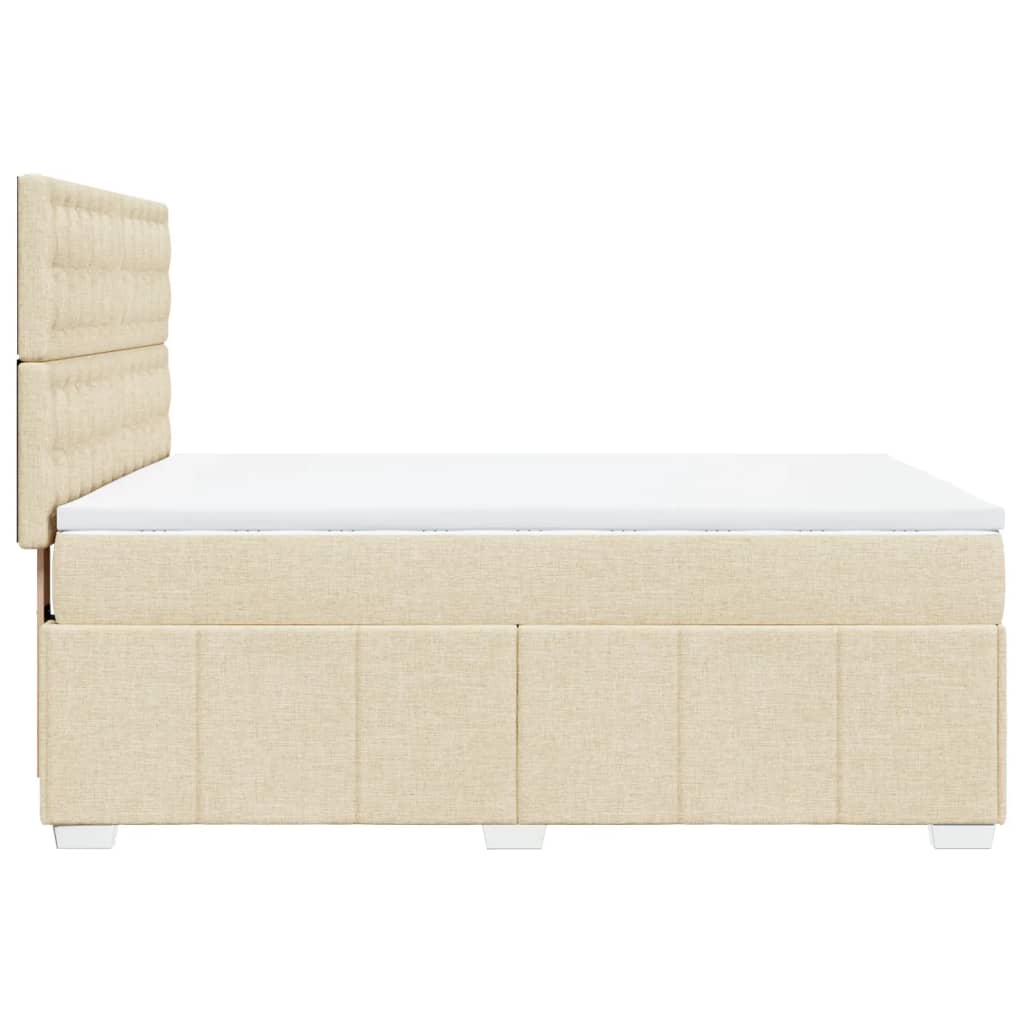 Pat box spring cu saltea, crem, 160x200 cm, material textil GartenMobel Dekor