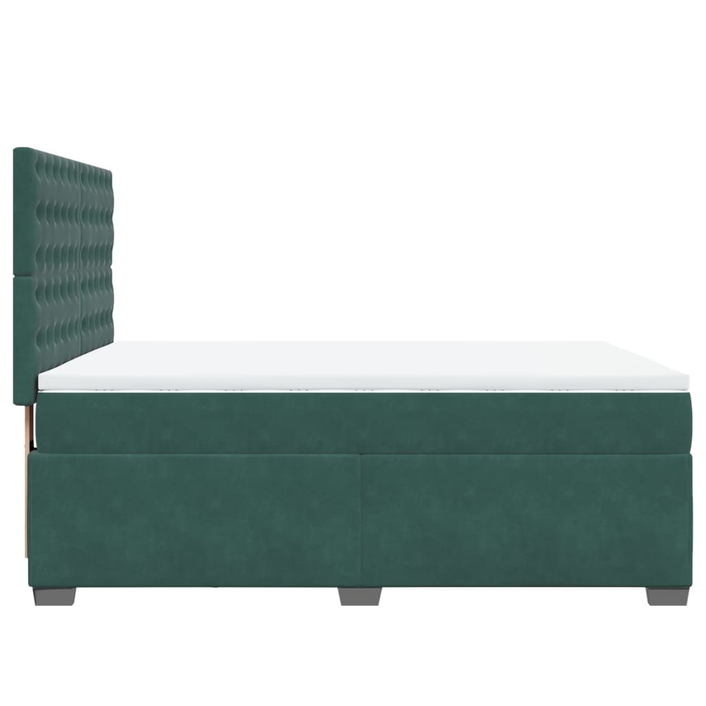 Pat box spring cu saltea, verde închis, 160x200 cm, catifea GartenMobel Dekor