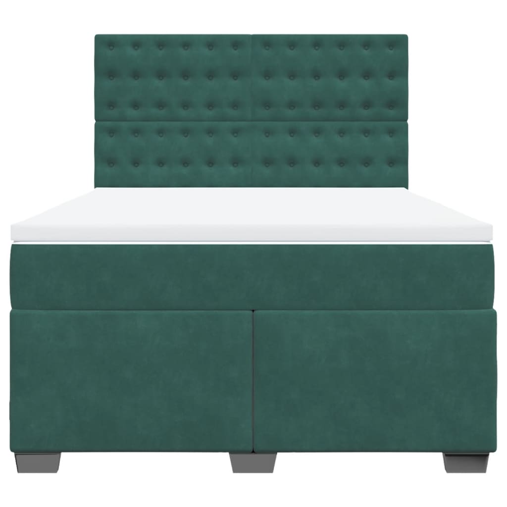 Pat box spring cu saltea, verde închis, 160x200 cm, catifea GartenMobel Dekor
