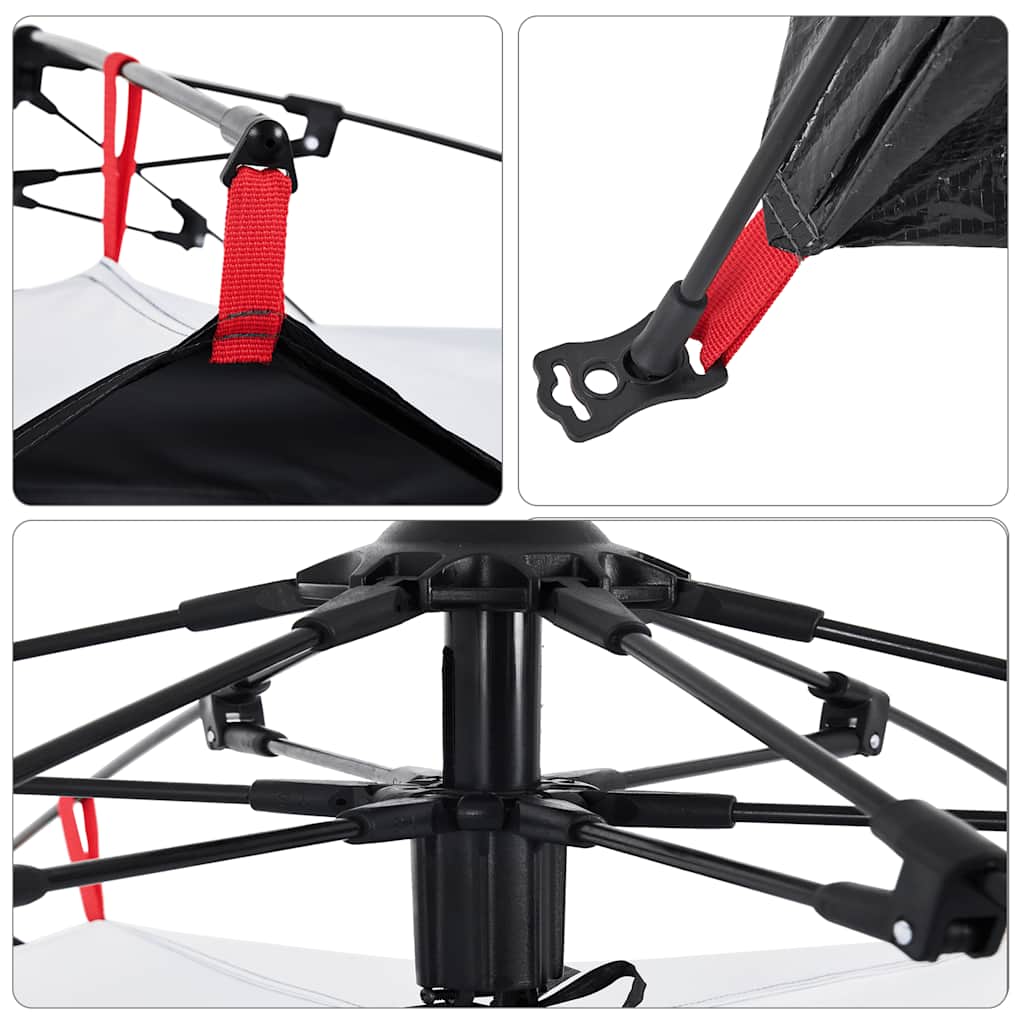 Cort de camping 3 persoane, alb opac, setare rapidă, țesătură GartenMobel Dekor