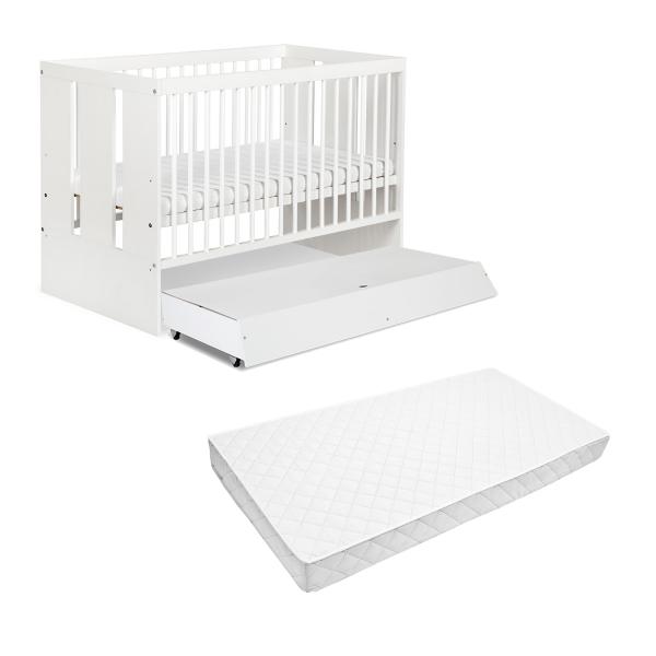 Patut cu sertar KLUPs Paula Alb + Saltea 12 MyKids Confort II GreatGoods Plaything