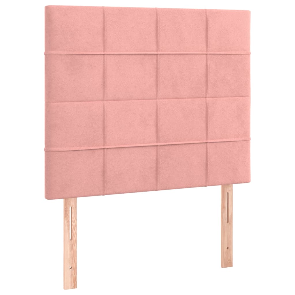 Pat box spring cu saltea, roz, 90x200 cm, catifea GartenMobel Dekor