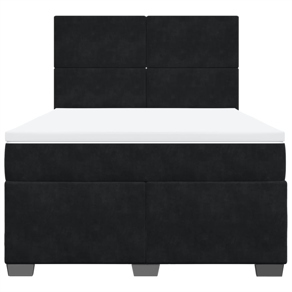 Pat box spring cu saltea, negru, 160x200 cm, catifea GartenMobel Dekor