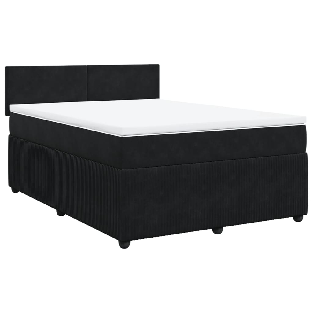 Pat box spring cu saltea, negru, 160x200 cm, catifea GartenMobel Dekor