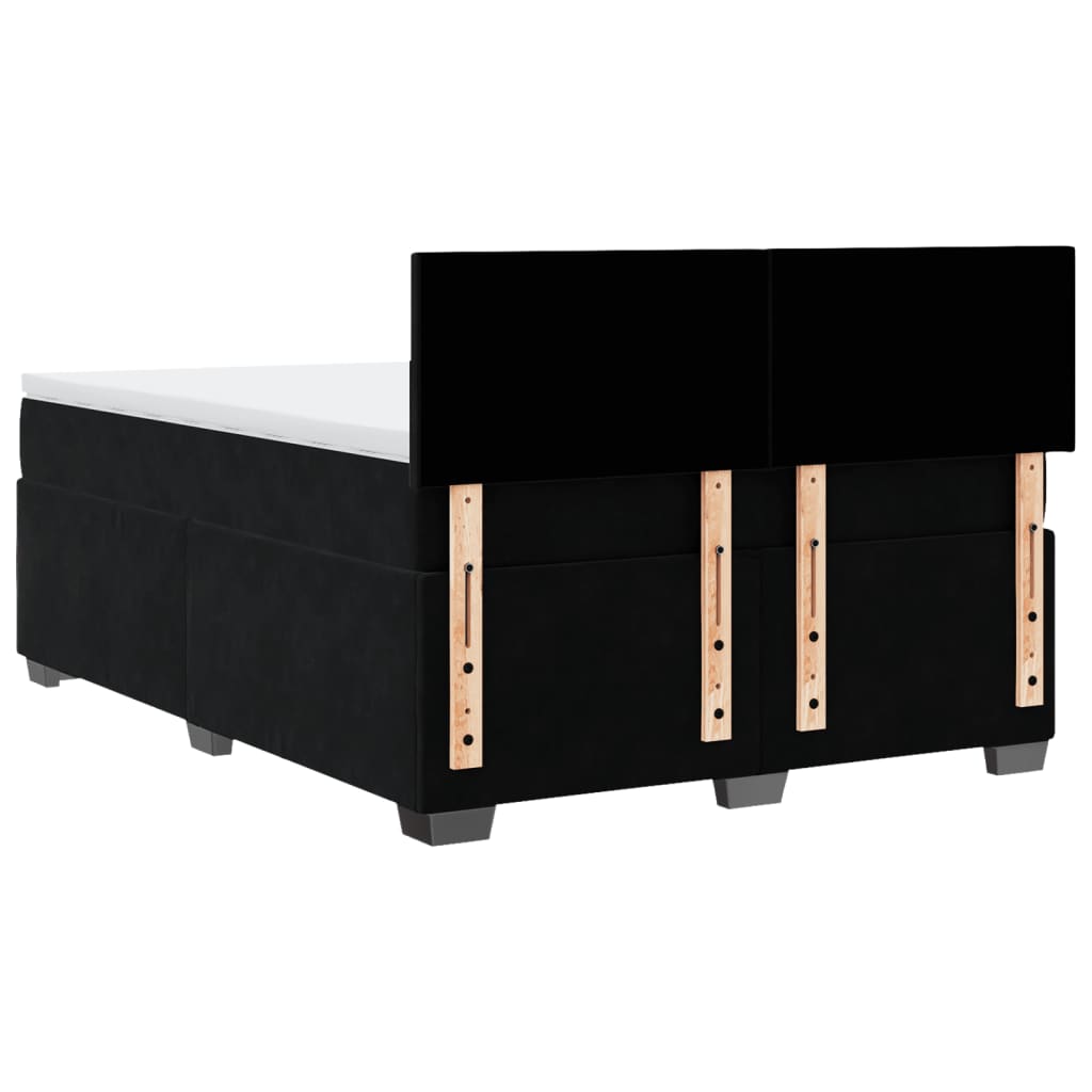 Pat box spring cu saltea, negru, 160x200 cm, catifea GartenMobel Dekor