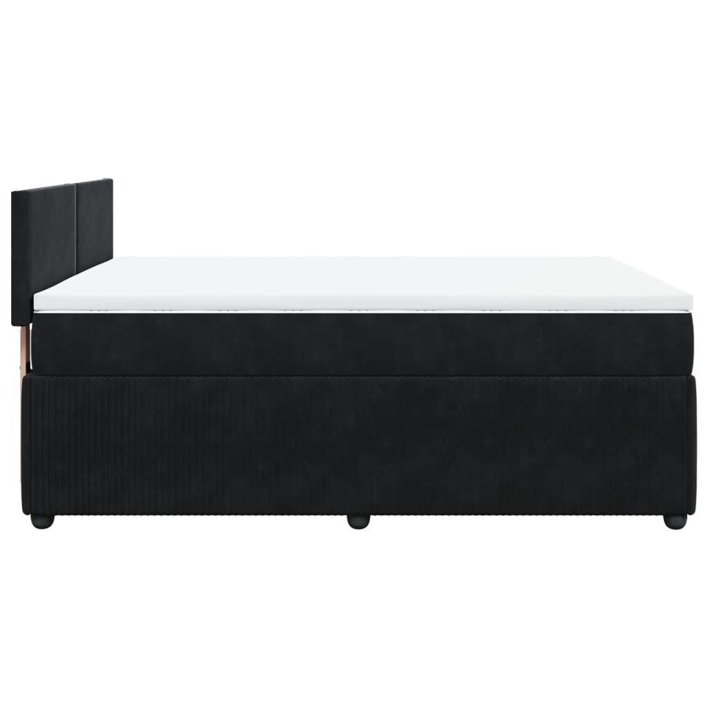 Pat box spring cu saltea, negru, 160x200 cm, catifea GartenMobel Dekor