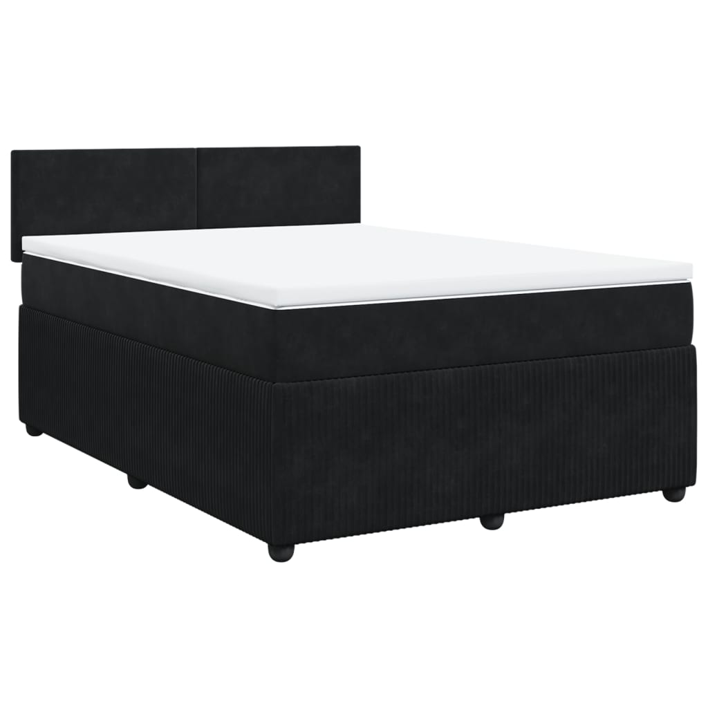 Pat box spring cu saltea, negru, 160x200 cm, catifea GartenMobel Dekor