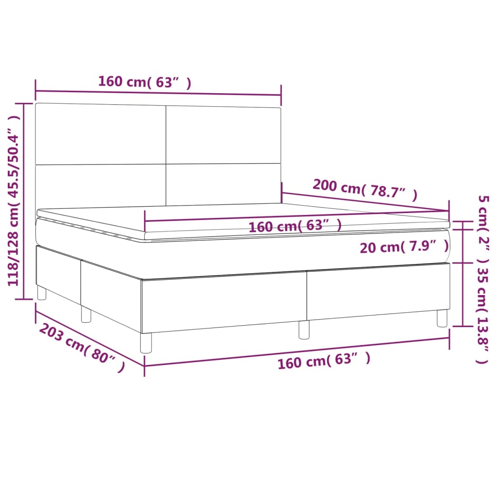 Pat box spring cu saltea, negru, 160x200 cm, catifea GartenMobel Dekor