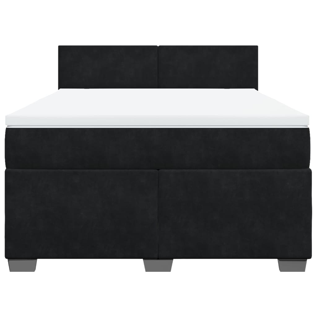 Pat box spring cu saltea, negru, 160x200 cm, catifea GartenMobel Dekor