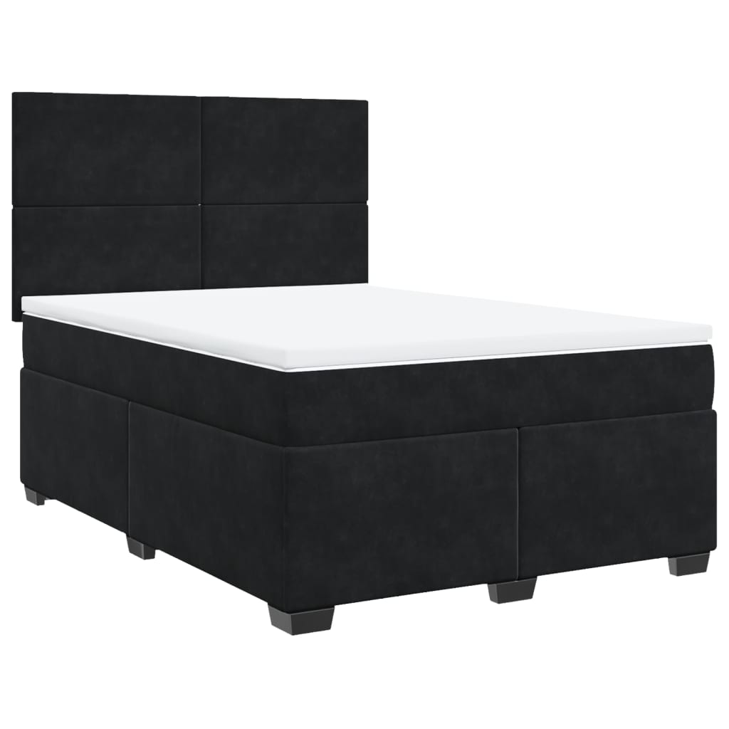 Pat box spring cu saltea, negru, 160x200 cm, catifea GartenMobel Dekor