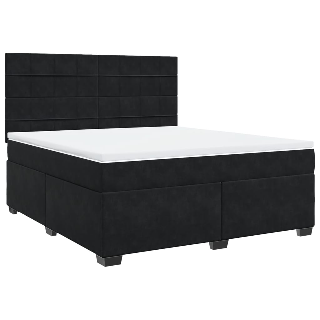 Pat box spring cu saltea, negru, 180x200 cm, catifea GartenMobel Dekor