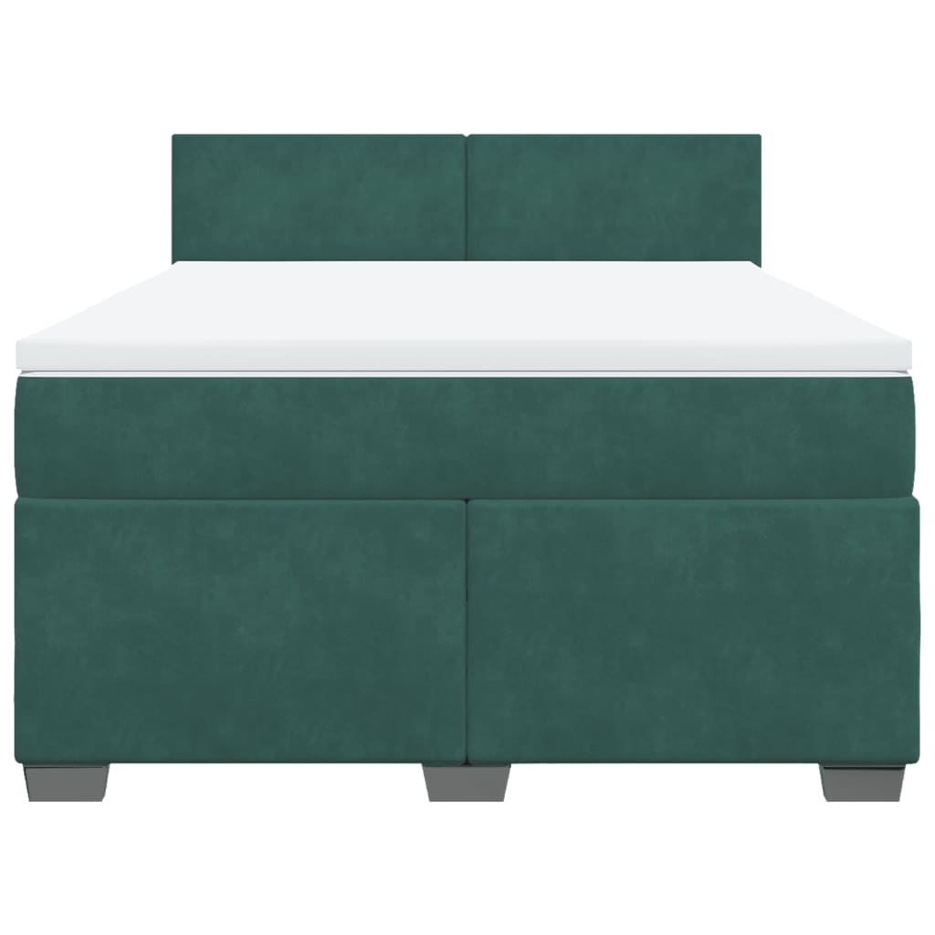 Pat box spring cu saltea, verde închis, 140x190 cm, catifea GartenMobel Dekor