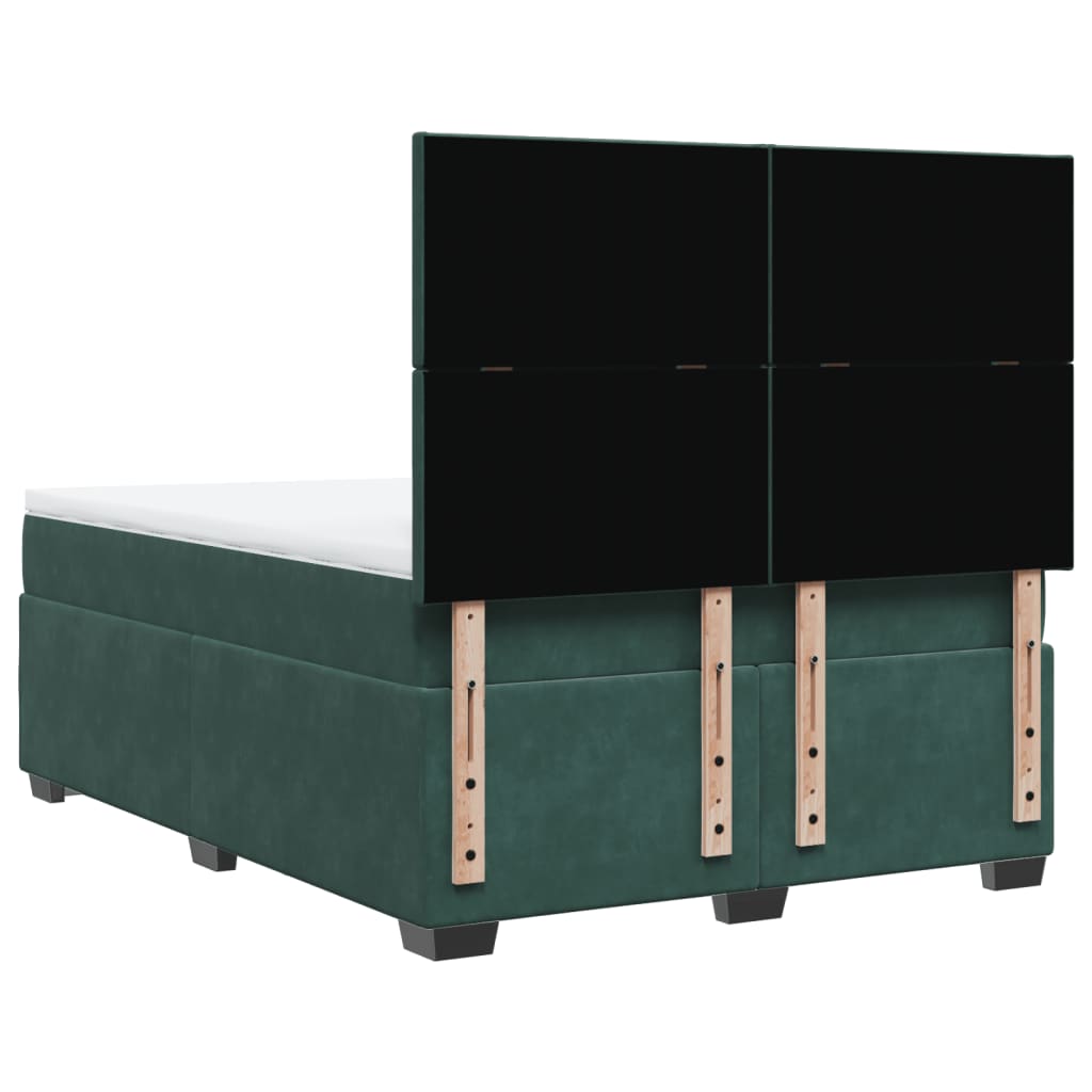 Pat box spring cu saltea, verde închis, 140x190 cm, catifea GartenMobel Dekor