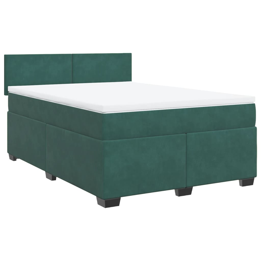 Pat box spring cu saltea, verde închis, 140x190 cm, catifea GartenMobel Dekor