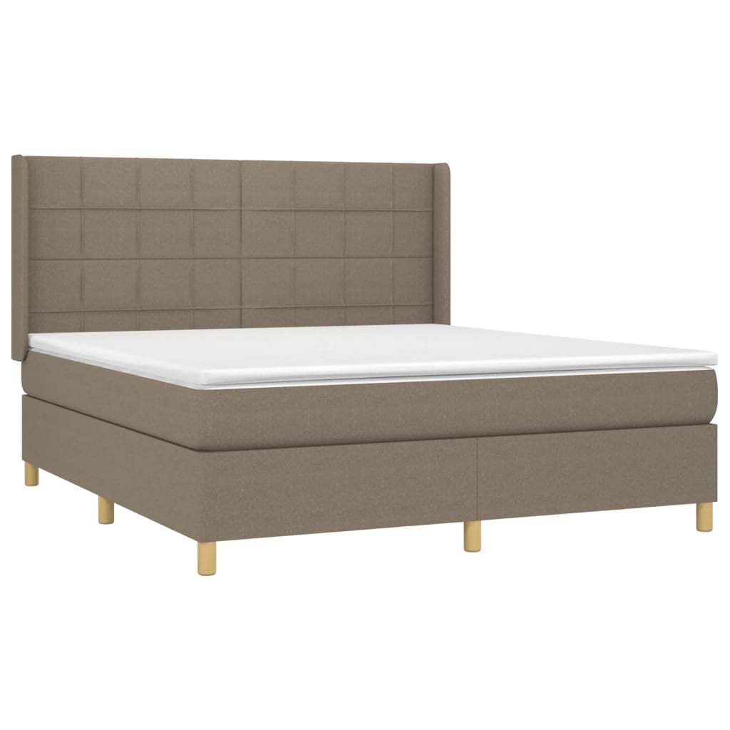 Pat cu arcuri, saltea și LED, gri taupe, 160x200 cm, textil GartenMobel Dekor