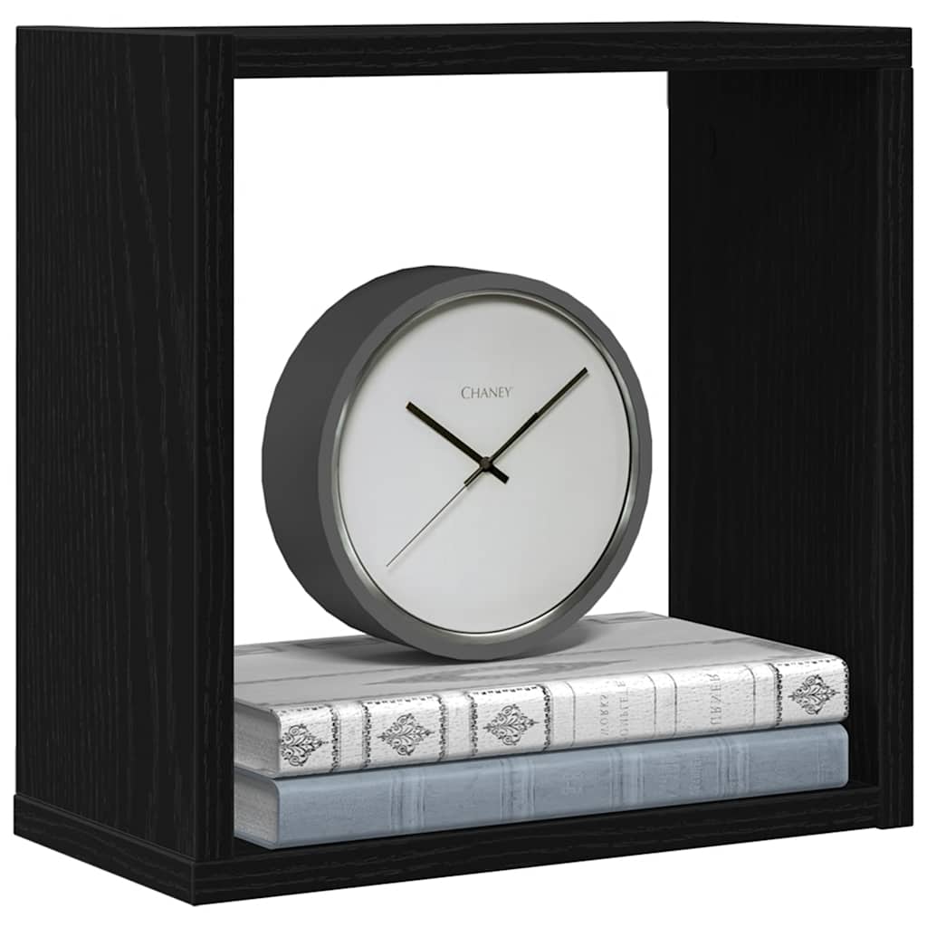 Rafturi de perete cub 4 buc. stejar negru, 30x15x30 cm lemn GartenMobel Dekor