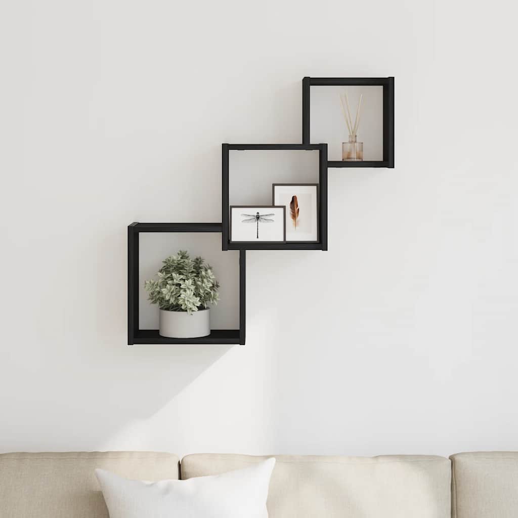 Rafturi cub perete, stejar negru, 68x15x68 cm, lemn prelucrat GartenMobel Dekor