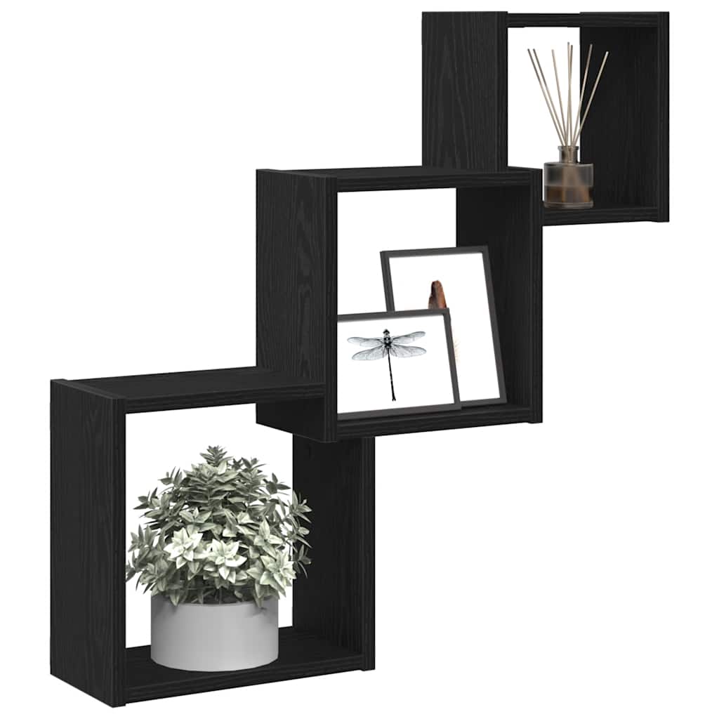 Rafturi cub perete, stejar negru, 68x15x68 cm, lemn prelucrat GartenMobel Dekor