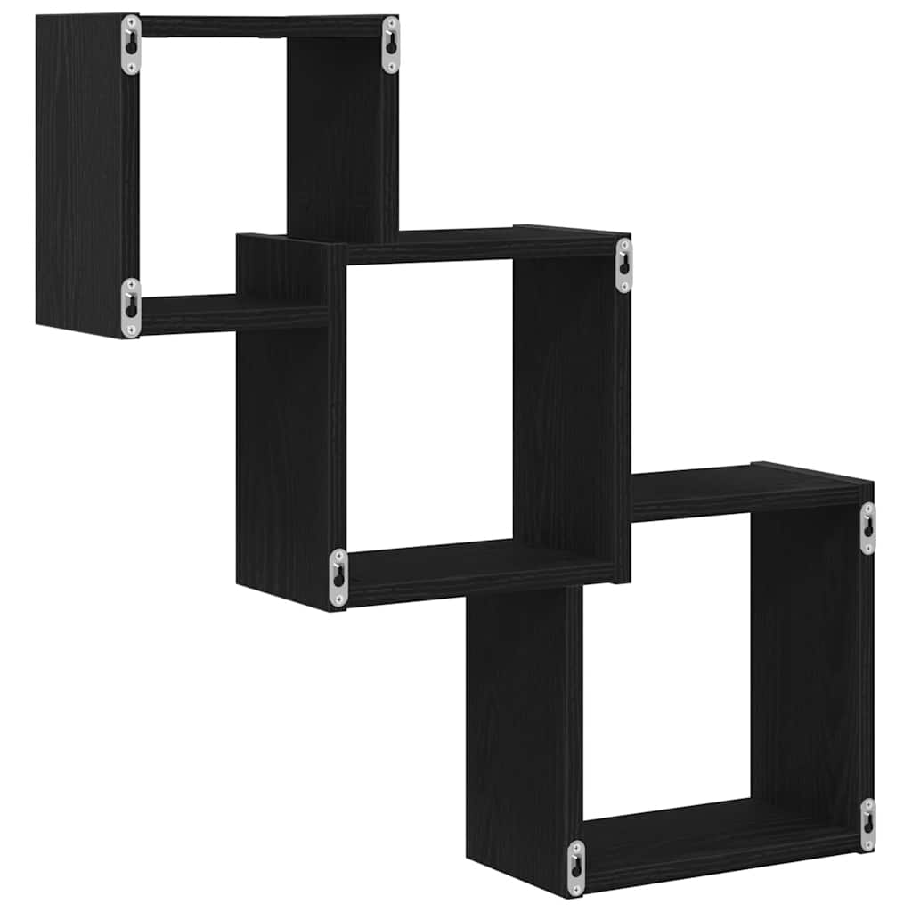 Rafturi cub perete, stejar negru, 68x15x68 cm, lemn prelucrat GartenMobel Dekor