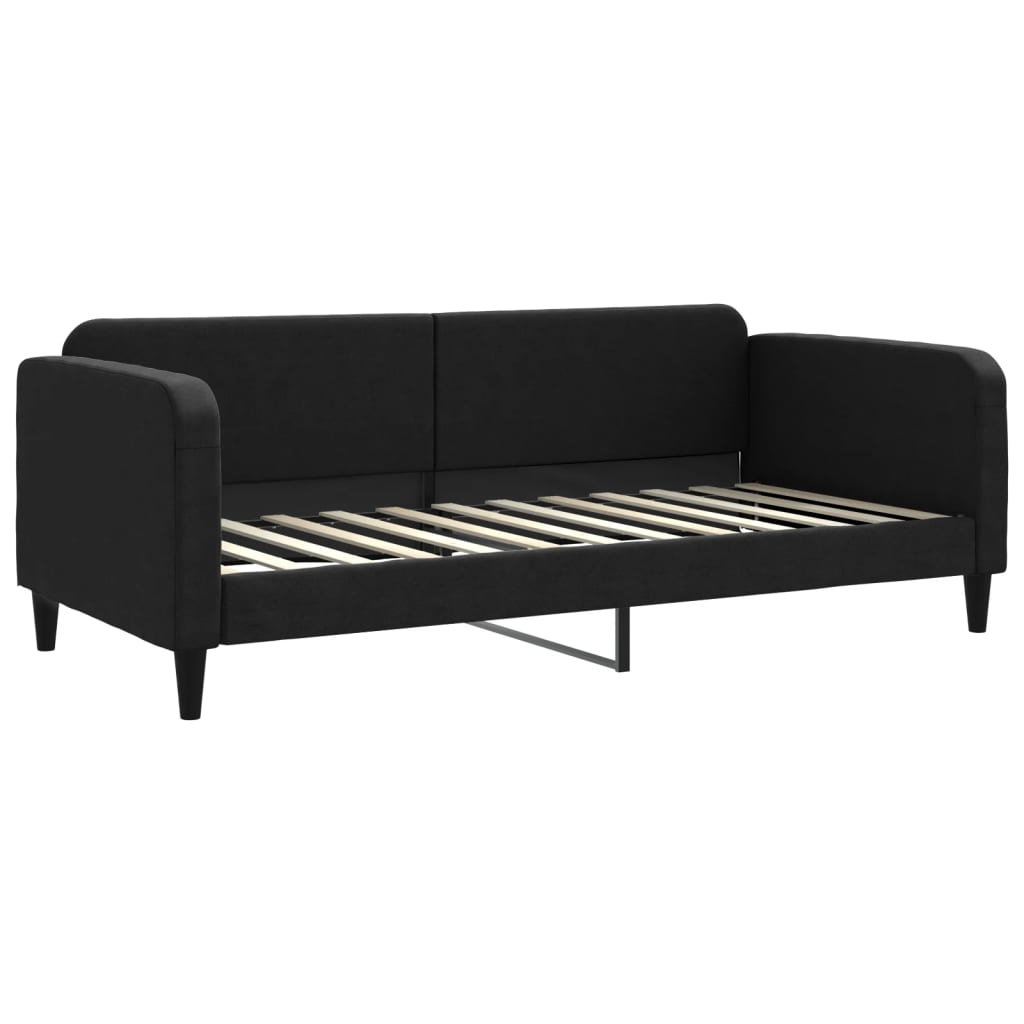 Pat de zi cu extensie și saltele, negru, 90x200 cm, textil GartenMobel Dekor