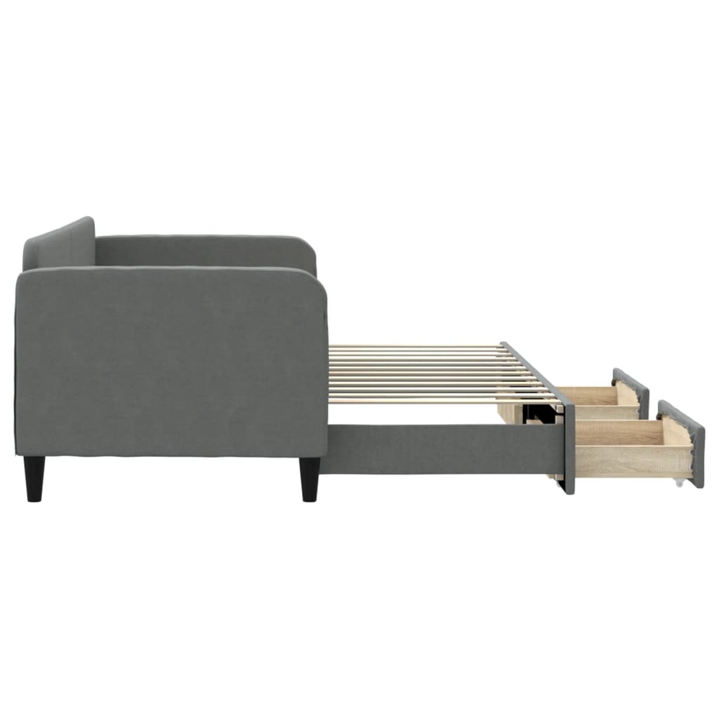 Pat de zi cu extensie și sertare, gri închis, 80x200 cm textil GartenMobel Dekor