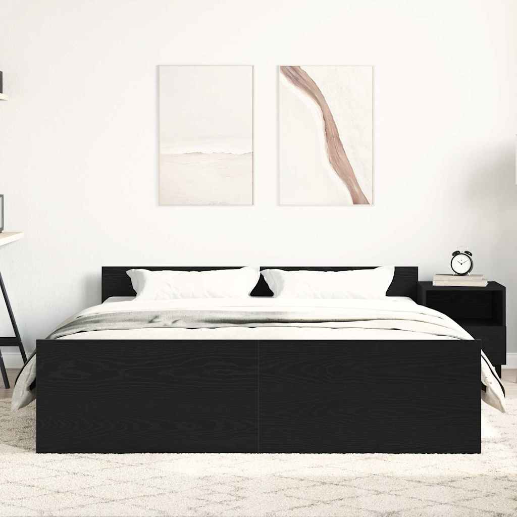 Cadru pat fără saltea, stejar negru, 150x200 cm, lemn prelucrat GartenMobel Dekor