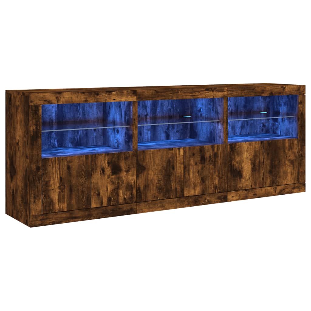 Dulap cu lumini LED, stejar fumuriu, 181,5x37x67 cm GartenMobel Dekor