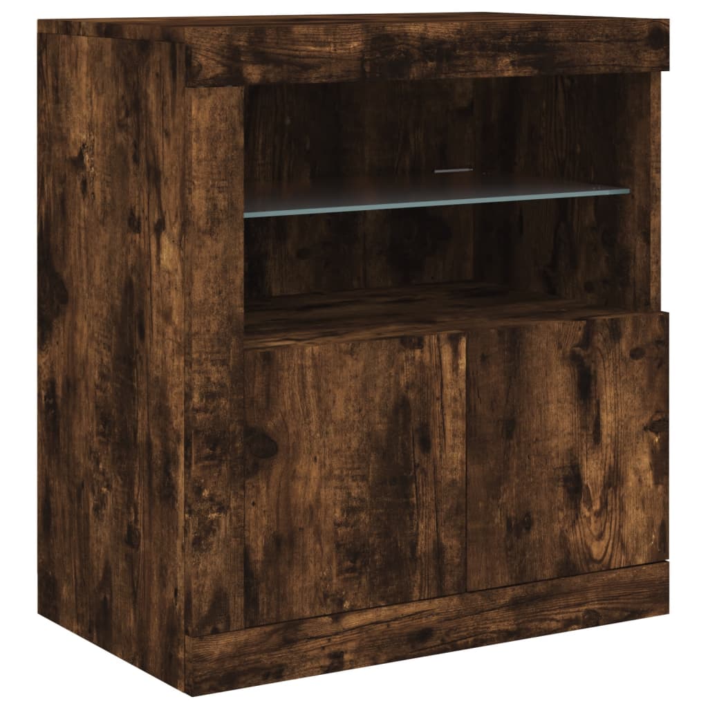 Dulap cu lumini LED, stejar fumuriu, 181,5x37x67 cm GartenMobel Dekor