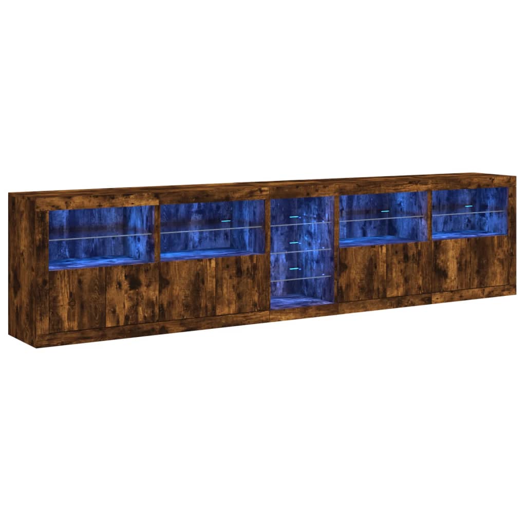 Dulap cu lumini LED, stejar fumuriu, 283x37x67 cm GartenMobel Dekor
