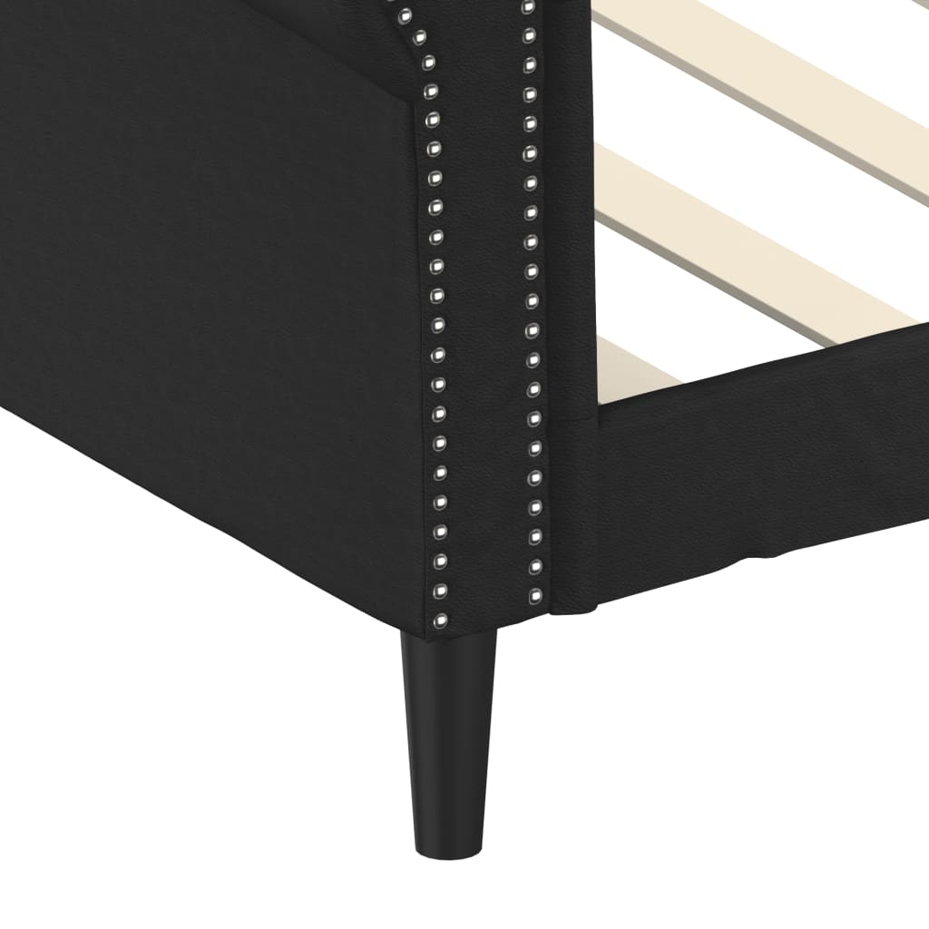Pat de zi, negru, 90x190 cm, piele ecologică GartenMobel Dekor