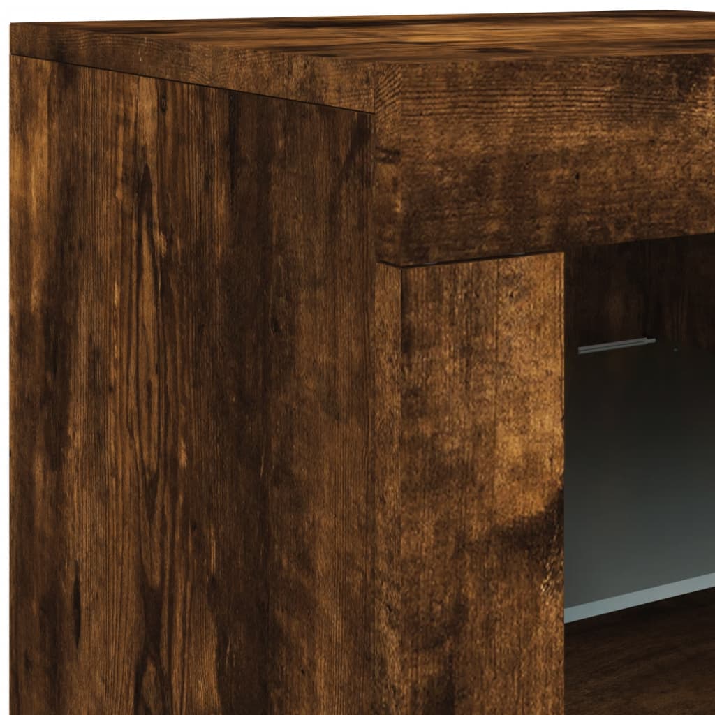 Servantă cu lumini LED, stejar fumuriu, 162x37x67 cm GartenMobel Dekor